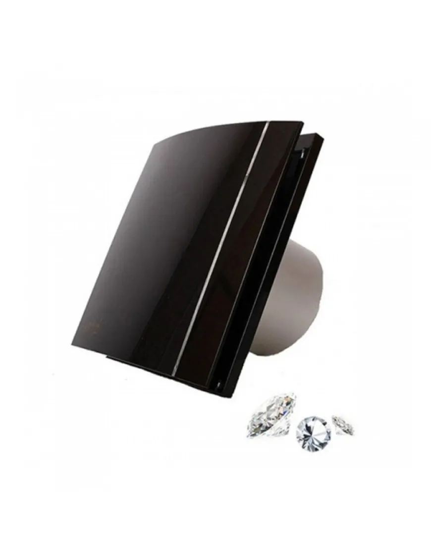 Ventilator de extractie pentru baie Soler & Palau Silent 100 CZ Black Design Swarovski, DN 100 mm, putere 8W, protectie IP45, debit 95 m³/h