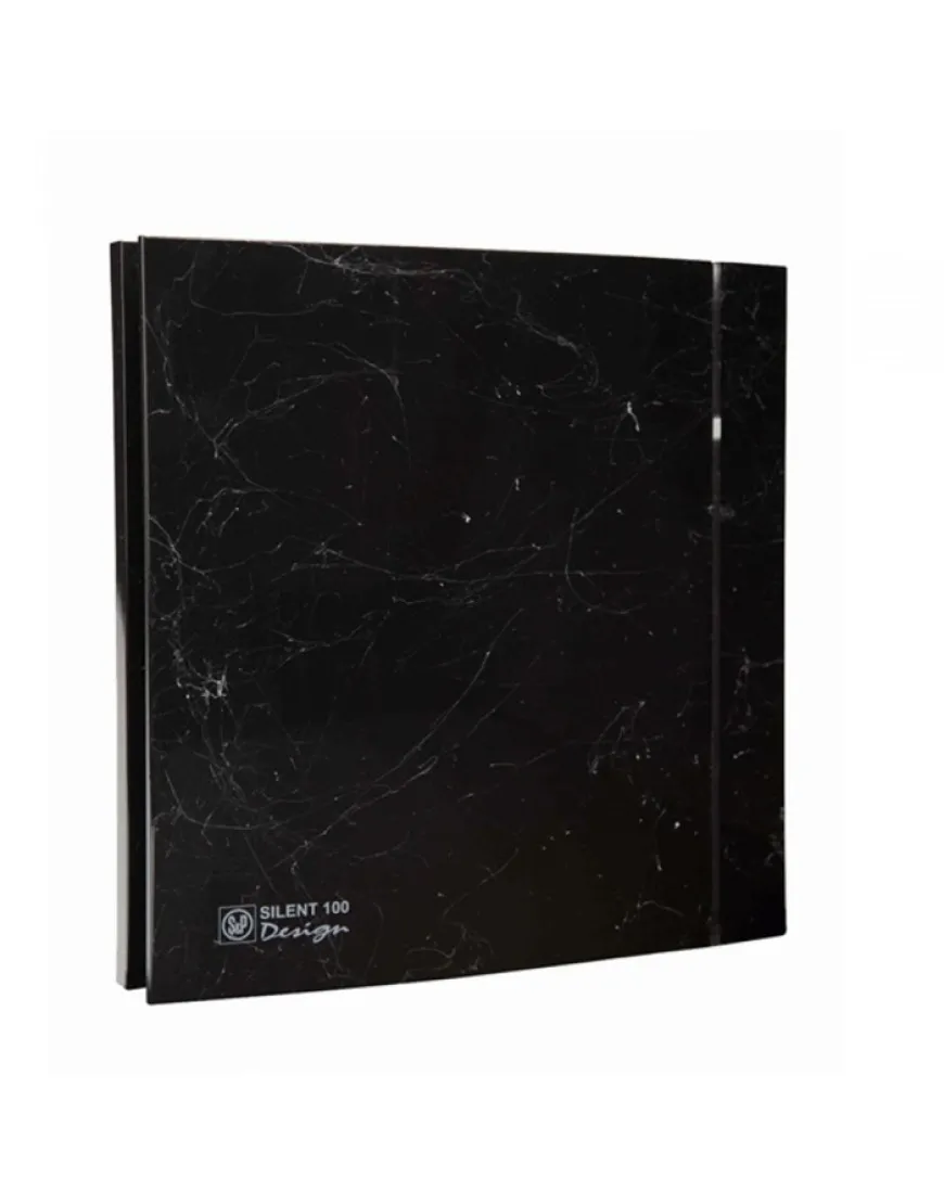Ventilator de extractie pentru baie Soler & Palau Silent 100 CZ Marble Black Design 4C, DN 100 mm, putere 8W, protectie IP45, debit 95 m³/h