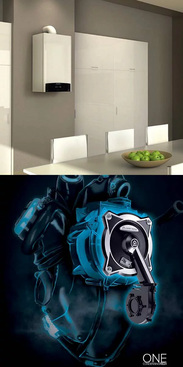 Ambient interior, schimbator de caldura XtraTech patentat centrala termica in condensatie Ariston Genus One System pentru incalzire