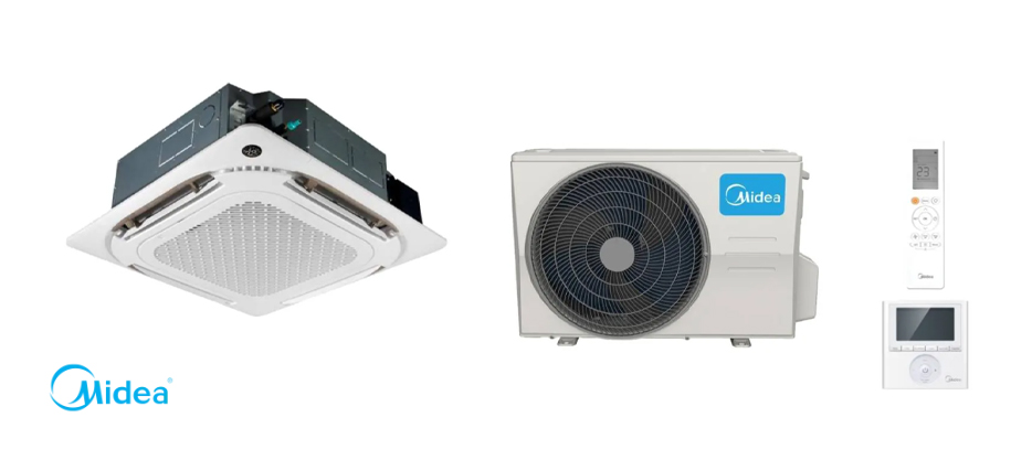 Casetă Midea Compact Roundflow într-un living modern