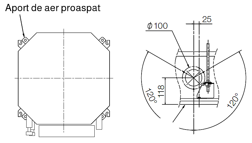 Schema aport aer proaspat exterior caseta Mitsubishi Electric SLZ-M25FA
